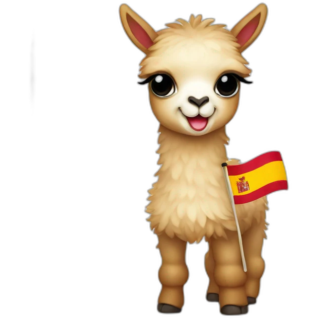 Baby llama with Spain flag emoji