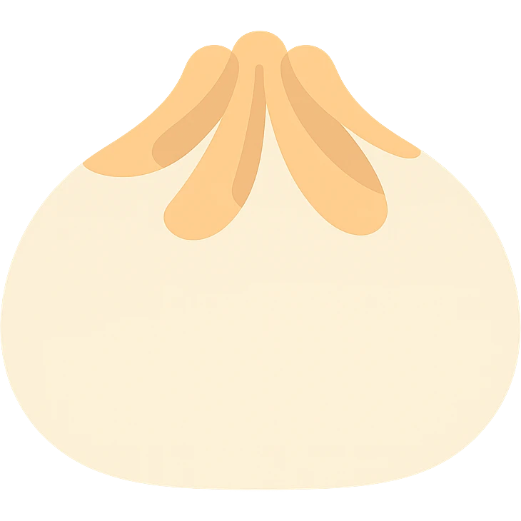 banh bao, soft steamed bun with pleated top, color icon emoji