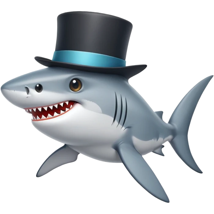 Shark with a top hat emoji