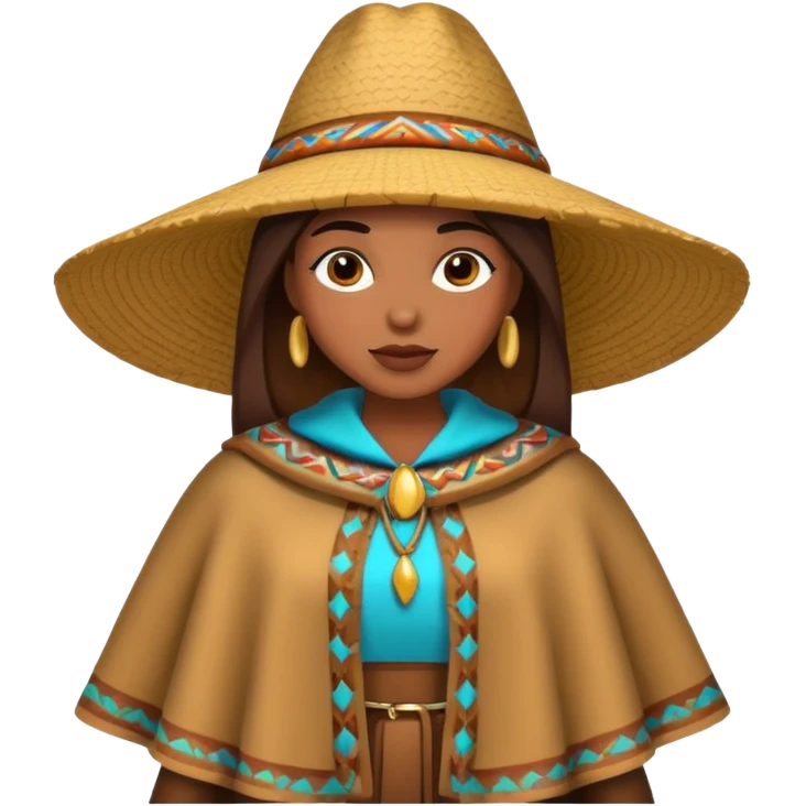 brown skin woman with fashion pancho emoji