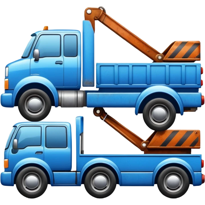 A car towed by a truck,the towed car is at right side and it’s tilt emoji