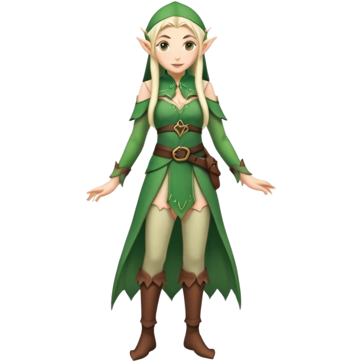 female elf portrait with full body visible, elvish clothing emoji