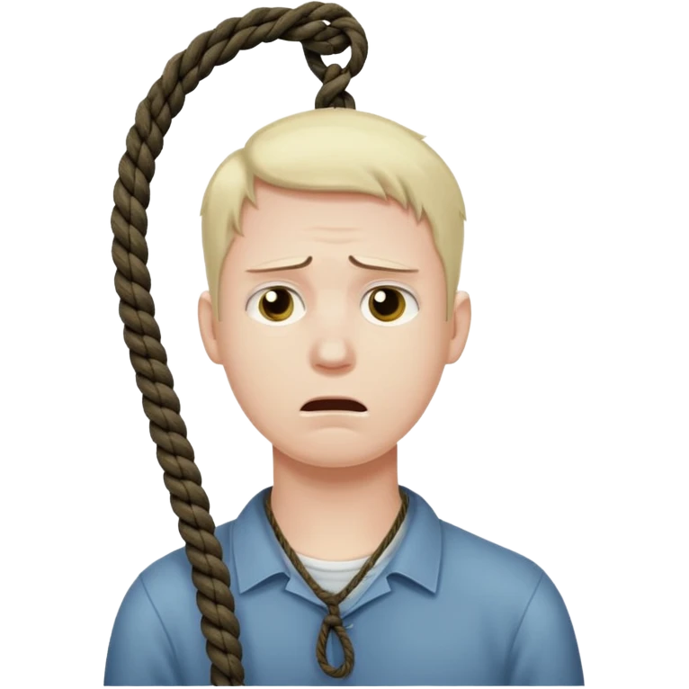 A man's neck hanging in a rope and suicide  emoji