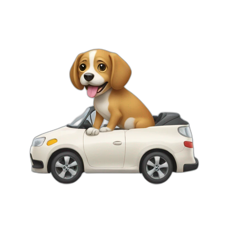 Chien sur une voiture  emoji