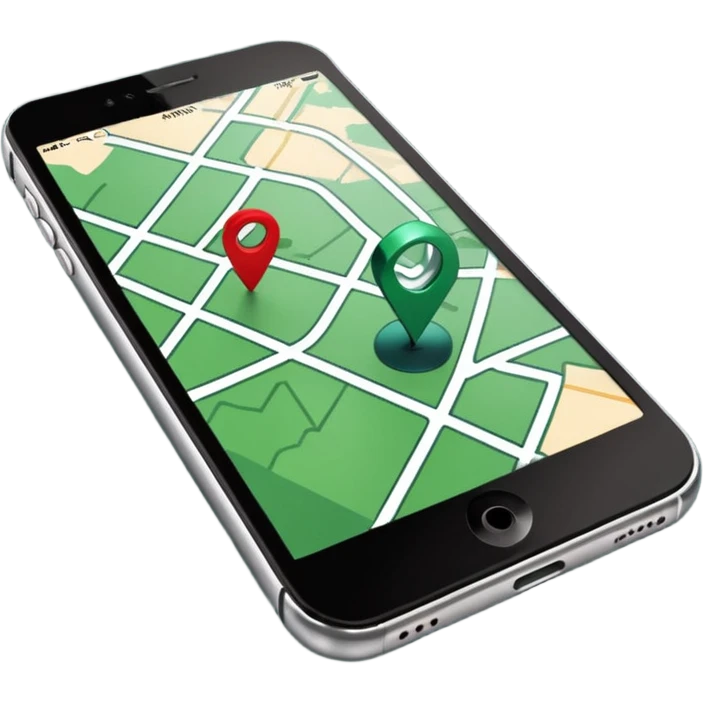 dark green geotag pointing to map on dark green iphone display emoji
