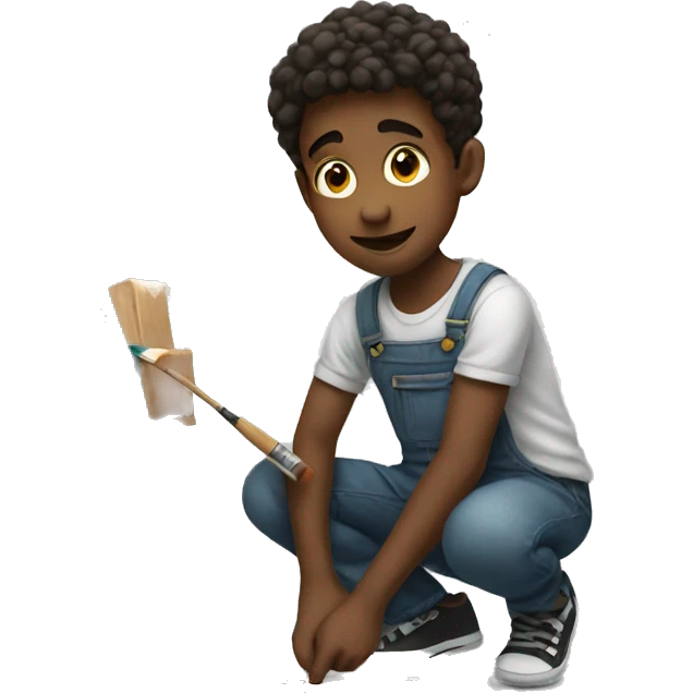 boy is painting emoji
