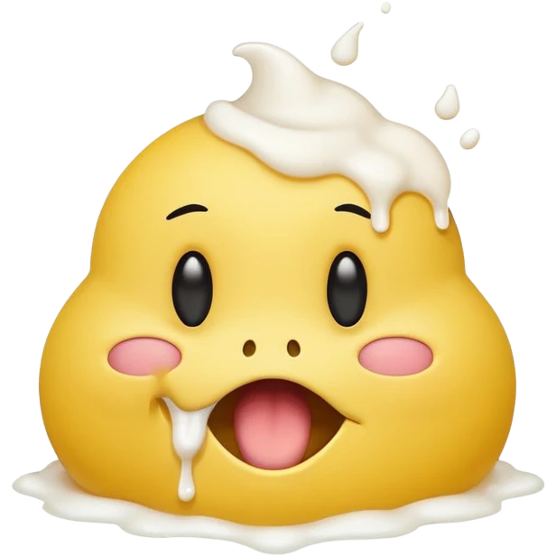 yellow smiley face with eyes up and mouth open, puking white foam emoji