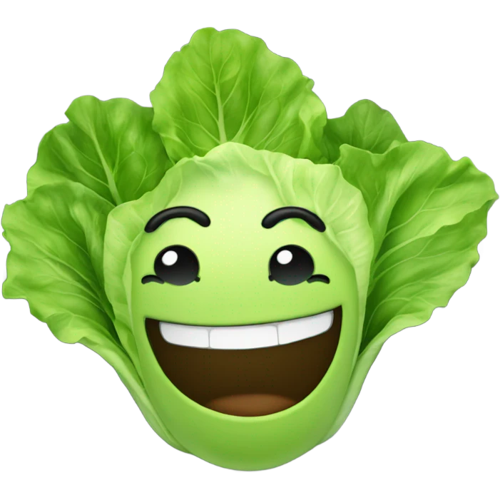 lettuce with a happy face holds a mirror in his hand and looks at it emoji