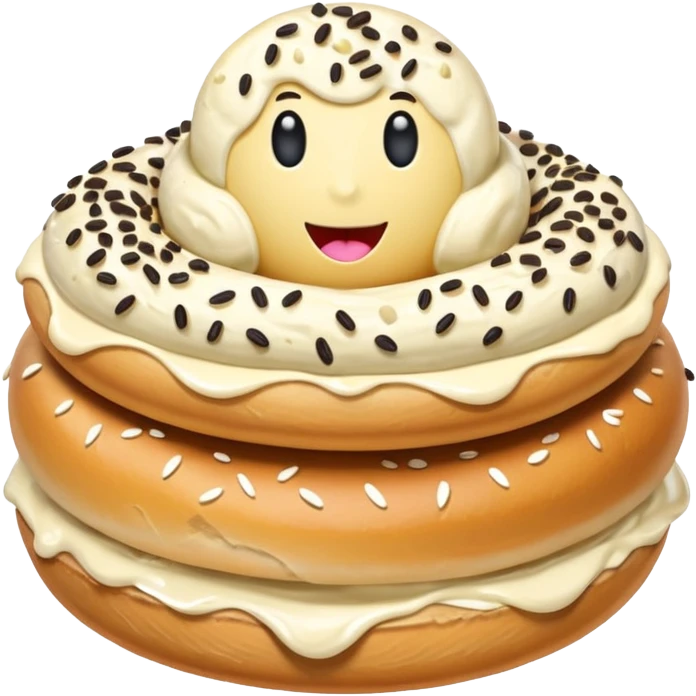  🥯 realistic with ice cream inside emoji