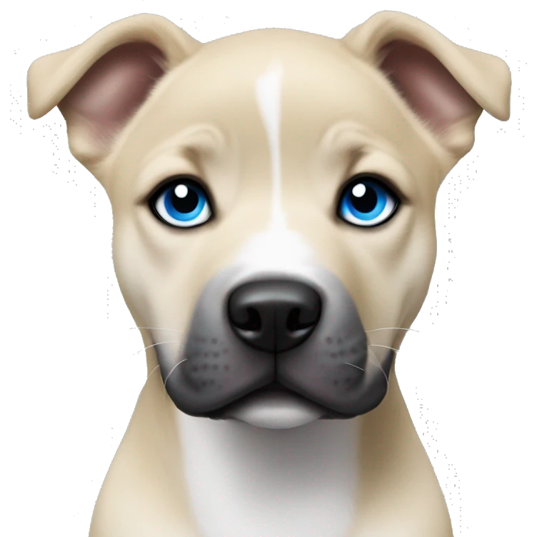 Blonde and black pitbull husky puppy with pointed ears and blue eyes  emoji
