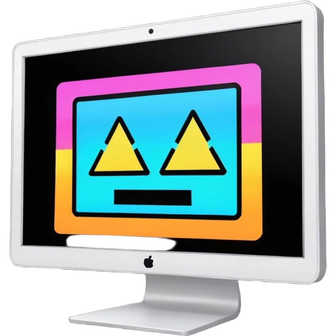 make a computer screen with a error emoji no face like a glitch emoji