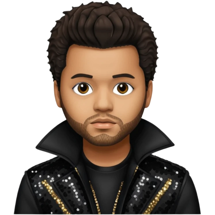 The Weeknd with Dark Brown Hair, Black Sequin Outfit emoji