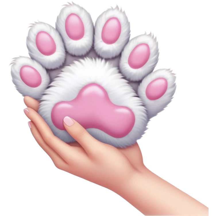 cat paw touching human hand, gentle touch emoji