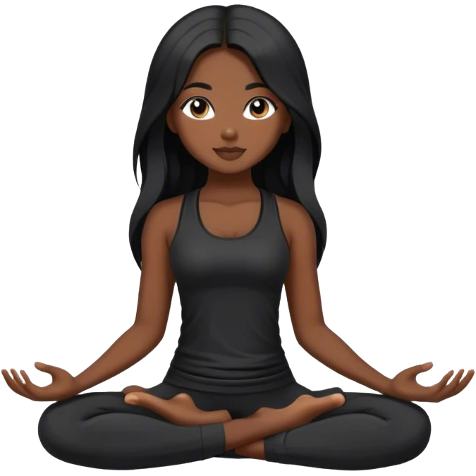 Yoga girl black clothes black and long Hair emoji