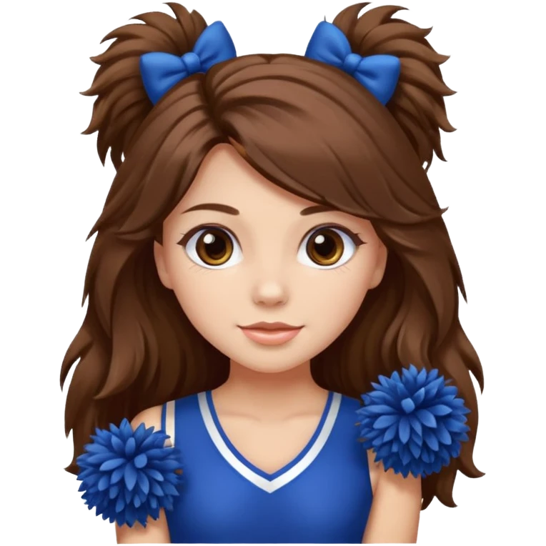 cheerleader with long brown hair and 2 pom poms emoji