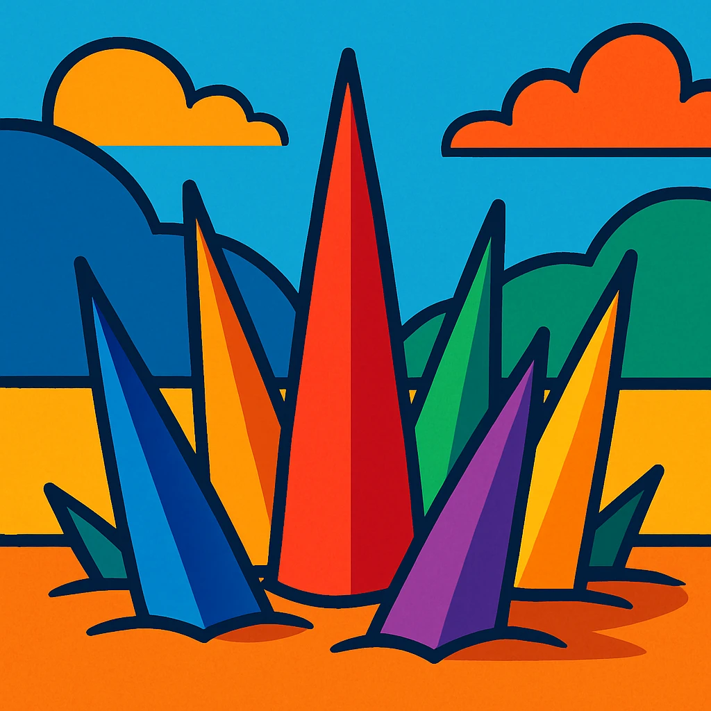 spikes coming out of the ground in a vibrant cartoon style emoji