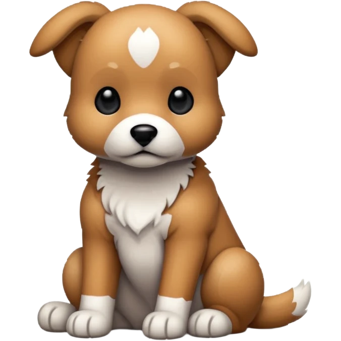 A cute pixel art dog sitting in a relaxed pose, rendered in a chunky 32x32 pixel grid style.  The overall style is kawaii pixel art  high contrast black borders, minimal shading, clean blocky pixels, white background. The character looks adorable and cartoonish emoji