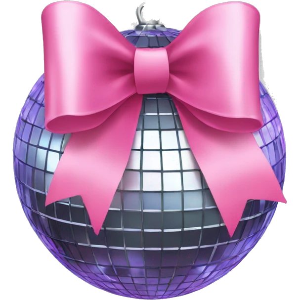 a disco ball with pink big bow emoji