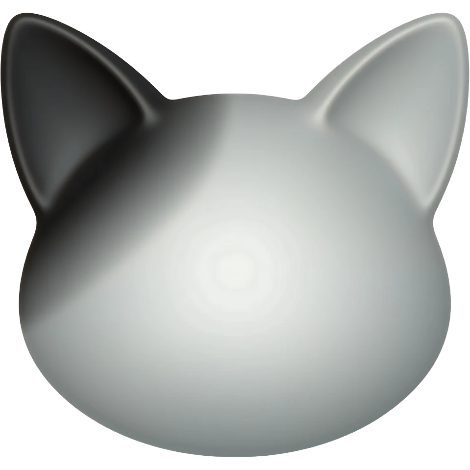 Com com preto e branco com orelhinhas de gato uma preta e outra branca emoji