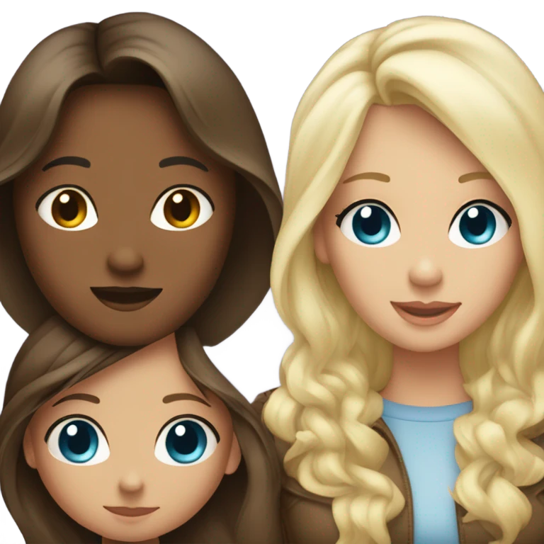 Family of four brunettes one blonde daughter emoji