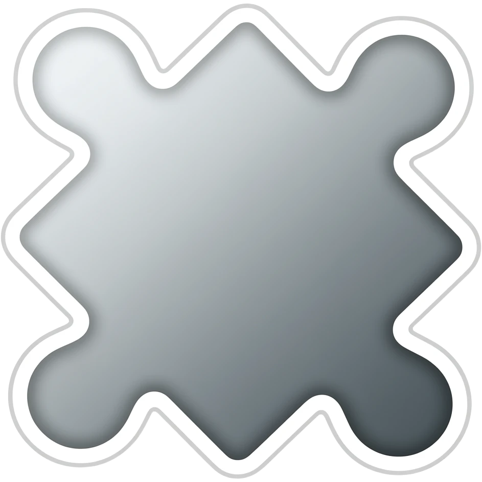 Simple and minimalistic sticker of a puzzle piece, white outline, smooth gradients or solid colours emoji