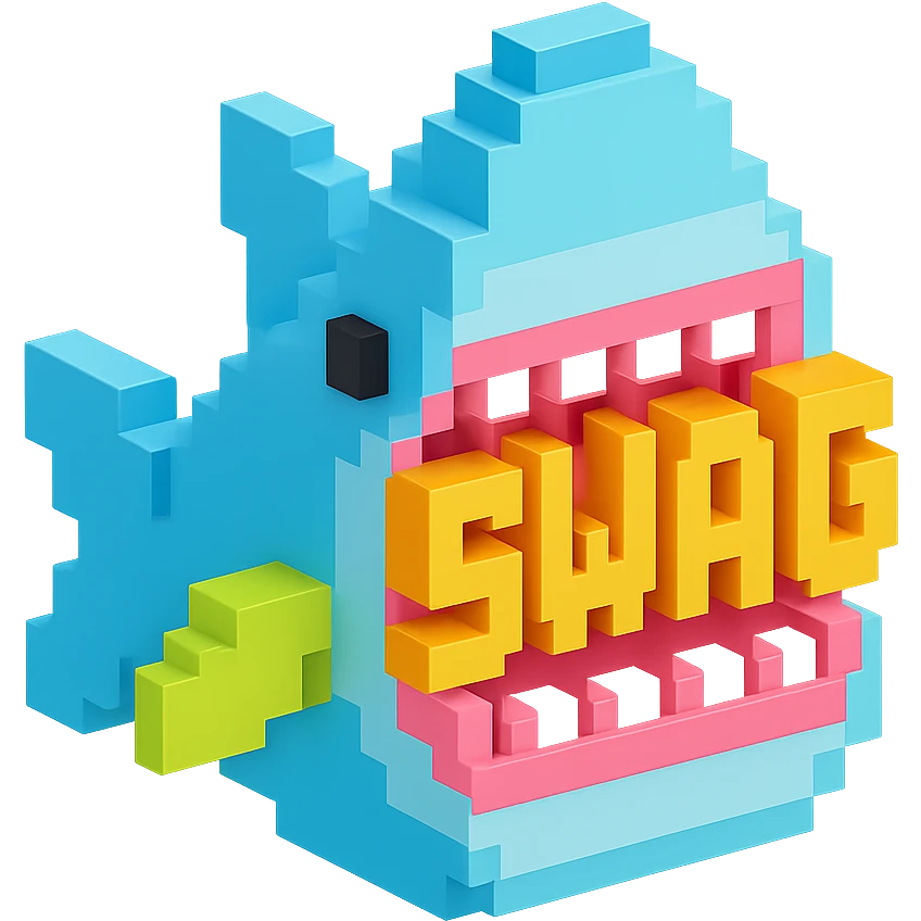 акула в пасти которой надпись SWAG, no background emoji