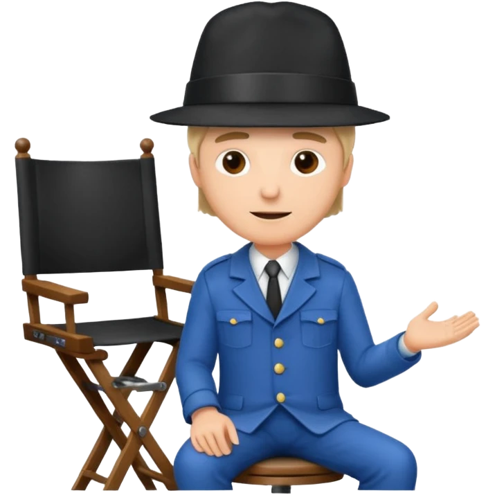 man director wearing a director's hat, sitting on a director's chair emoji