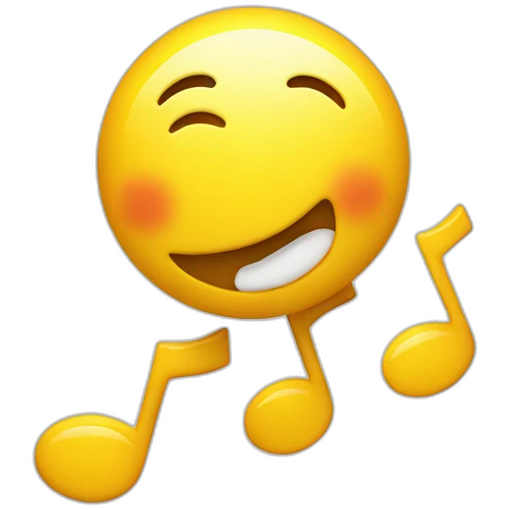 smiley whistling music notes emoji