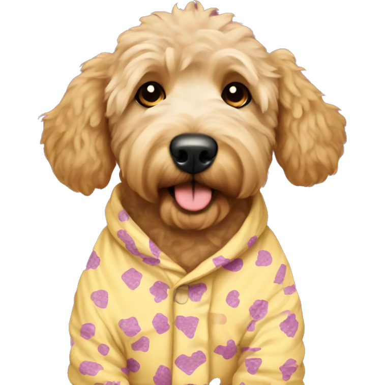 Golden doodle with pajamas on  emoji