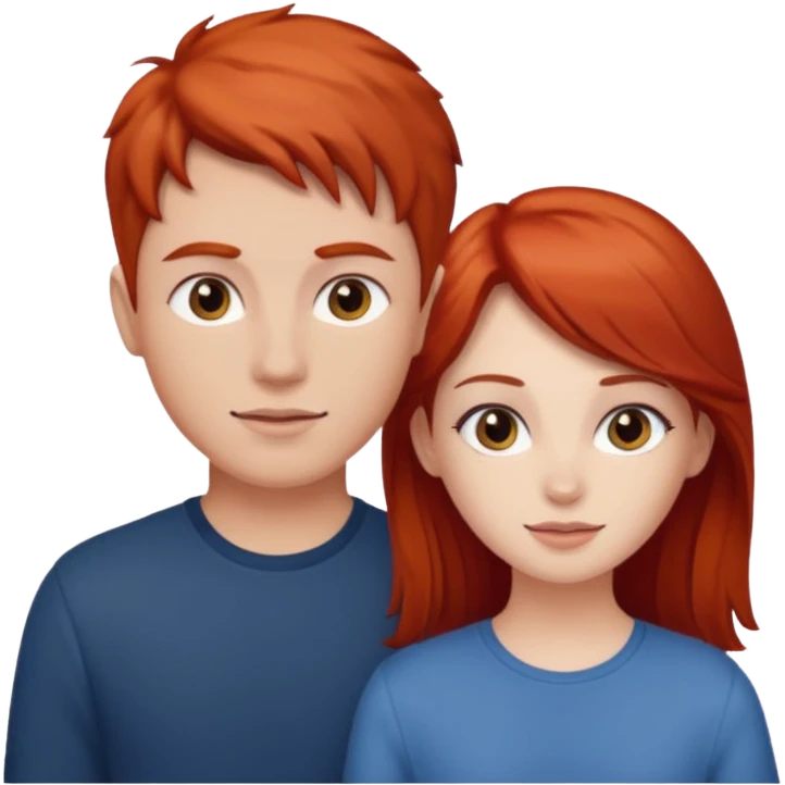 red head girl with brunette boy couple emoji