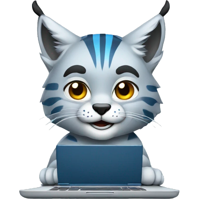 A blue lynx with a laptop emoji
