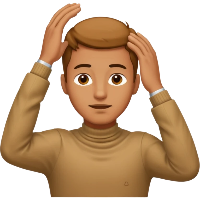 man with hands over his neck emoji