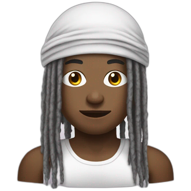 person with dreads and a durag using a computer emoji
