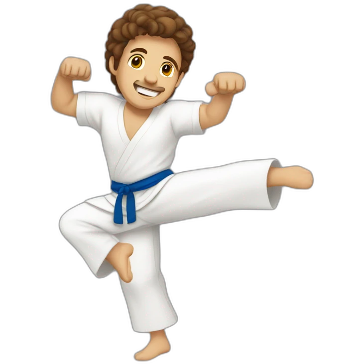 a brazilian white guy with brown hair doing capoeira emoji