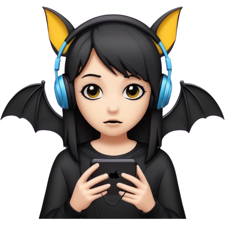 Bat listening to music ignoring emo girl emoji