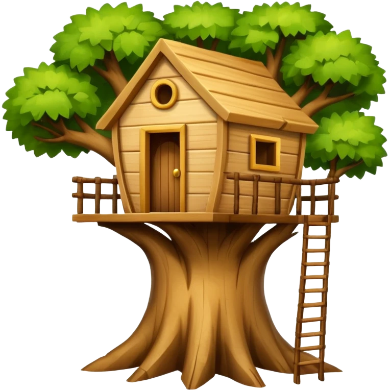 letter W on a treehouse in a tree emoji