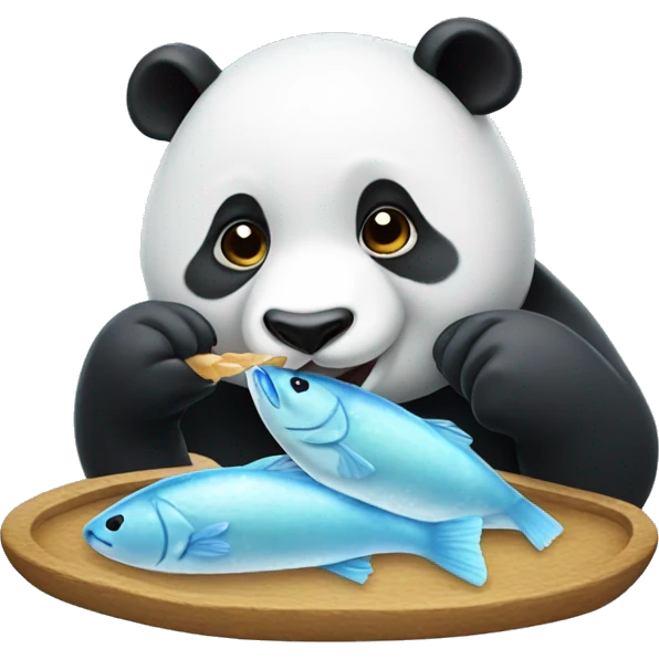Panda eating ice fish emoji