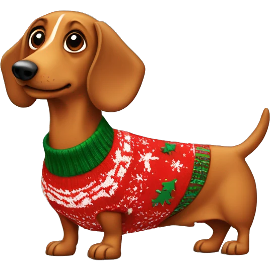wiener dog wearing a christmas sweater emoji