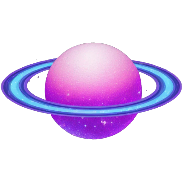 sparkly glittery blue purple and pink glitter planet with white saturn ring emoji