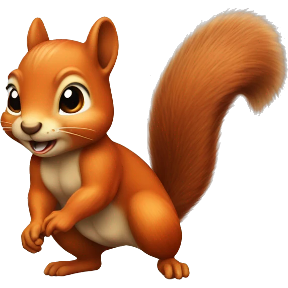 facing jumping female squirrel orange burnt with big tail
 emoji