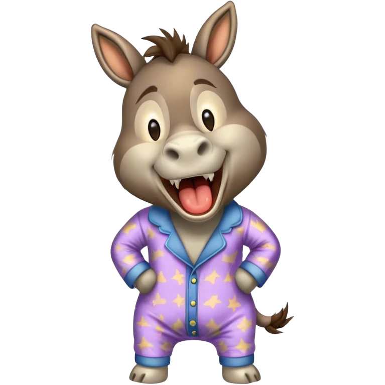 Donkey yawning wearing pajamas emoji