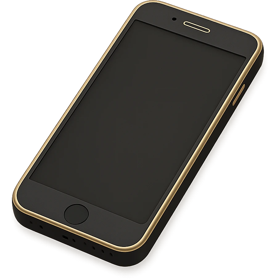 a smartphone with a blank screen in 3D black style emoji