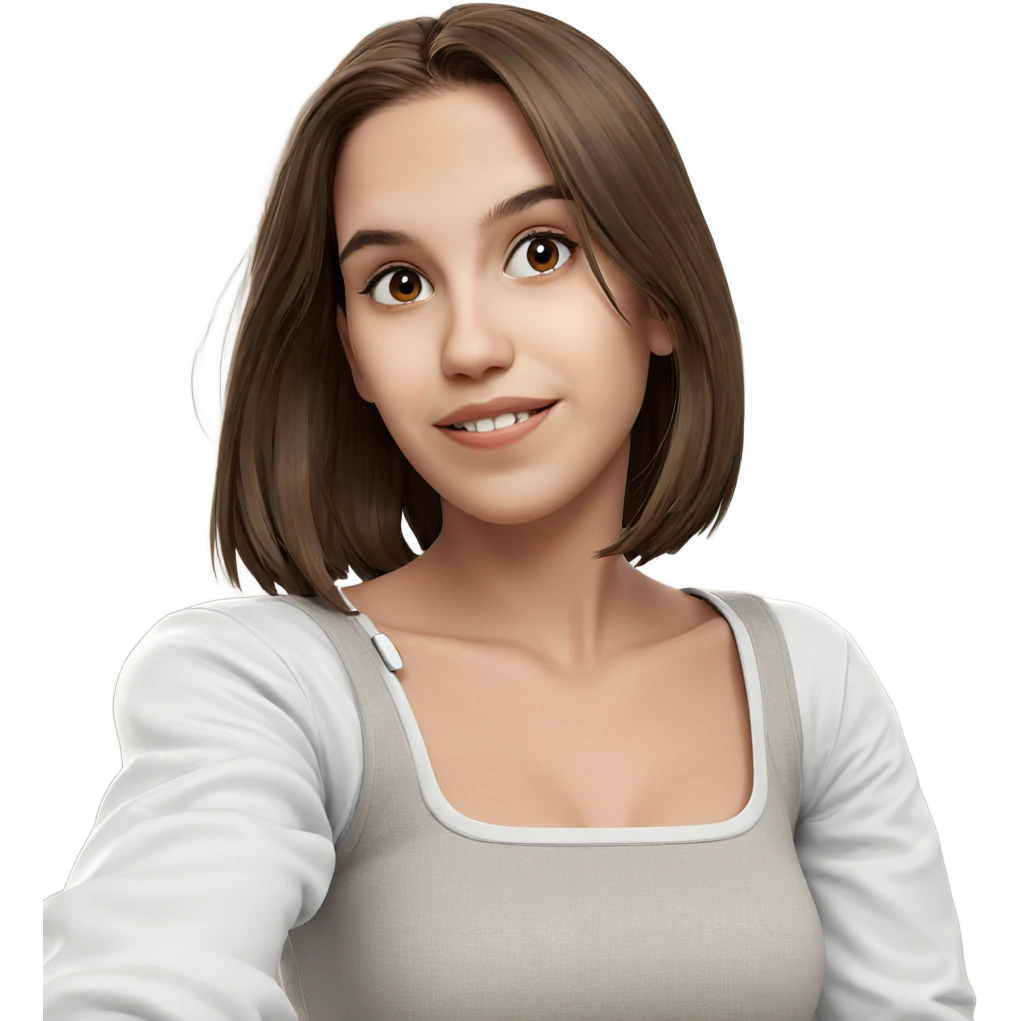 smiling girl with brown hair emoji