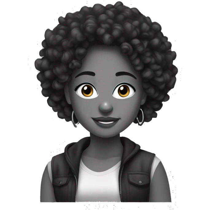 Black and white mixed girl, with curly hair, in y2k style,  emoji