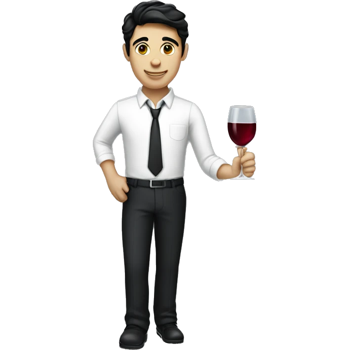 "A waiter carrying a wine glass." black hair white skin






 emoji