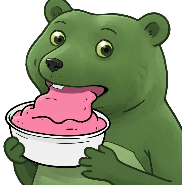 bear girl eating pink slop emoji