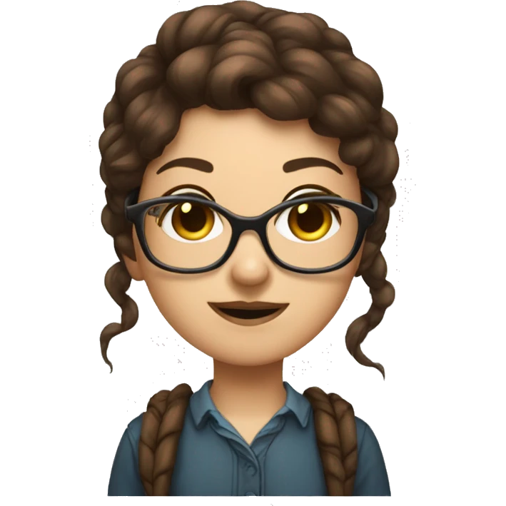 Brown hair brown eyed fantasy Gamer Girl wearing nerd glasses  emoji