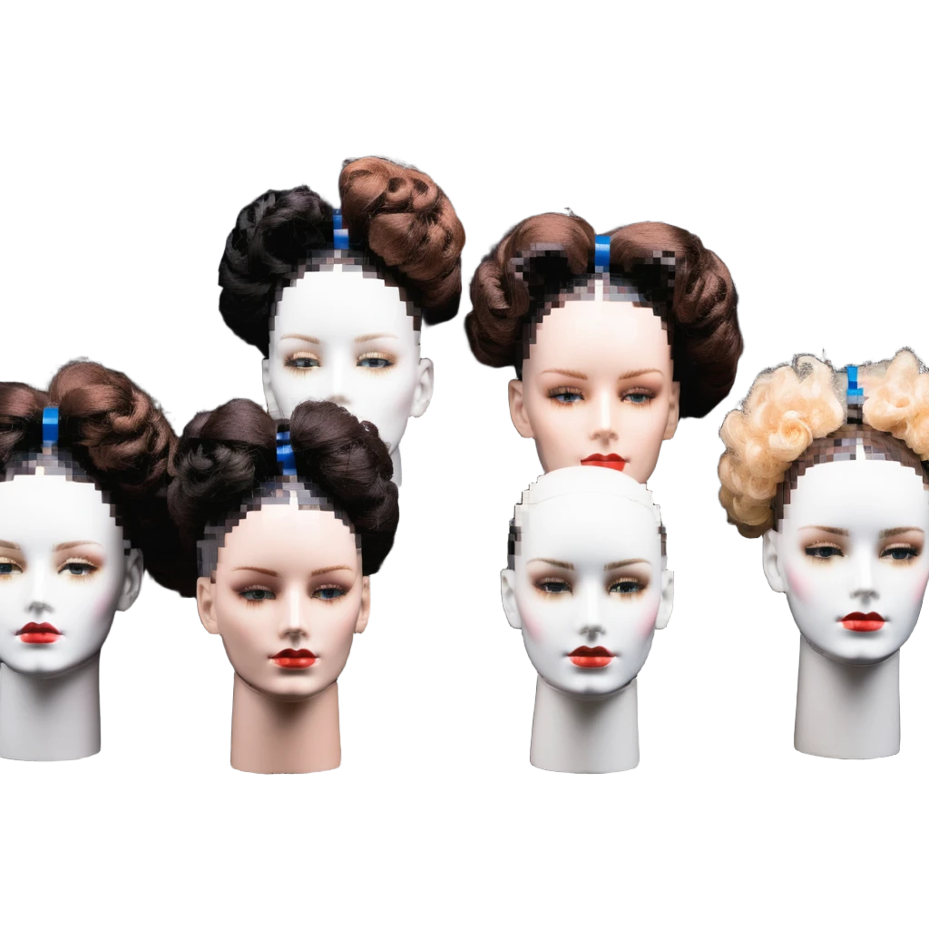 hair styling students practicing on mannequin heads emoji