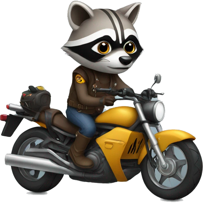 Raccoon on motorcycle  emoji