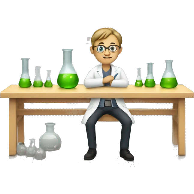 Lab class with a traditional bench and beakers emoji